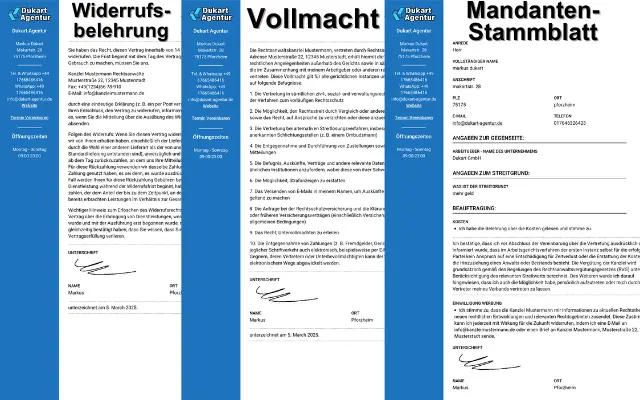 Unterzeichnete Vollmacht und Widerrufsbelehrung per Mail